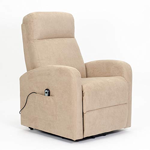 POLTRONE ITALIA Poltrona Alzapersona relax reclinazione elettrica poltrona per anziani soggiorno elevabile Detraibile 19% microfibra Cammello