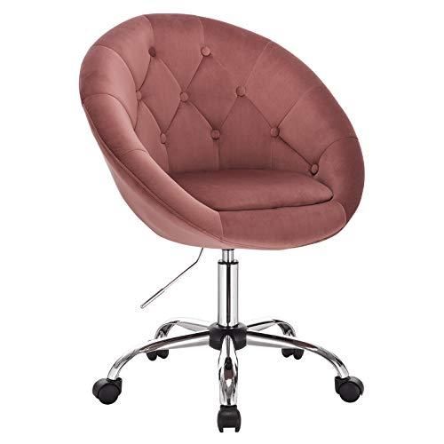 WOLTU Sedia da Scrivania Direzionale Poltrona Girevole da Ufficio con Rotelle Rivestimento in Velluto Rosa BS107rs