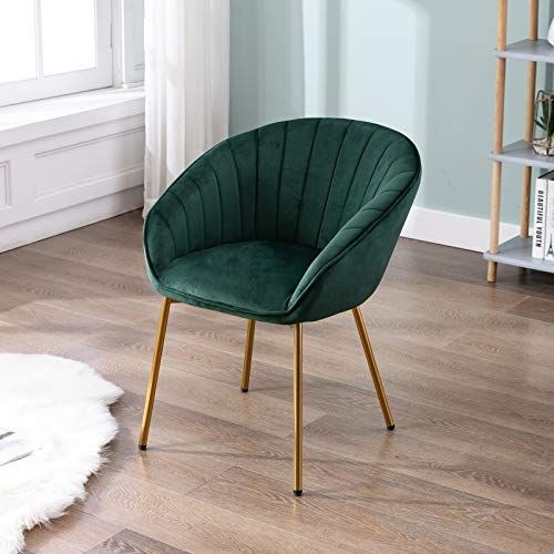 Wahson Poltrona Imbottita in Velluto Sedia da Salotto con Gambe in Metallo Oro, Poltroncine per Soggiorno/Camera da Letto/Lounge, Verde