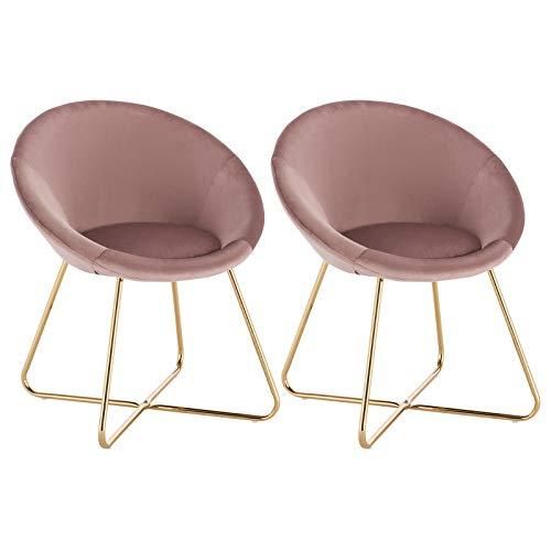 WOLTU 2X Poltrone in Velluto Rosa per Sala da Pranzo Soggiorno Moderna Sedia con Schienale Braccioli BH217rs-2