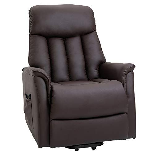 HOMCOM Poltrona Relax Alzapersone con Telecomando, Reclinabile con Poggiapiedi Integrato, 80x94x104cm Marrone
