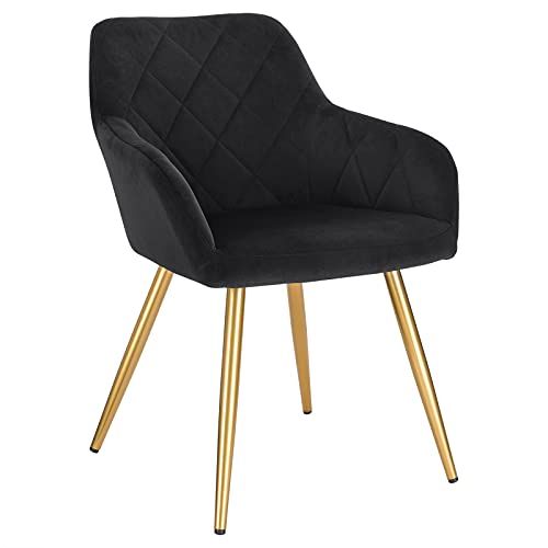 EUGAD Poltroncina per Soggiorno Sedia da Sala Pranzo con Braccioli Poltrona Moderna in Velluto per Cameretta Cucina Gambe in Metallo Nero 0626BY-1