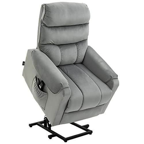 HOMCOM Poltrona Relax Elettrica Reclinabile a 135°, Poltrona Massaggiante Alzapersona con Telecomando, Doppia Imbottitura e Rivestimento Velluto