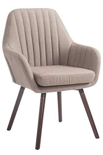 CLP Sedia Pranzo Rétro Florian Con Braccioli I Poltrona Deco Soggiorno Imbottita In Tessuto E Legno I Portata Max 160 KG Alt Seduta 49 CM, Colore:tortora, Colore del telaio:noce (quercia)