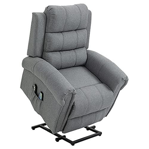 HOMCOM Poltrona Massaggiante Reclinabile, Poltrona Alzapersona Elettrica Riscaldante in Tessuto 98x96x105cm