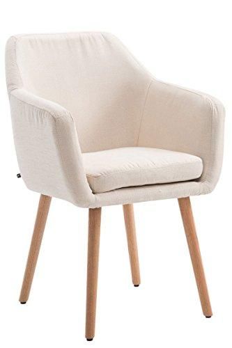 CLP Sedia Poltroncina Utrecht In Stoffa I Poltrona Soggiorno Con Braccioli I Sedia Sala Attesa In Legno, Colore:crema, Colore del telaio:natura