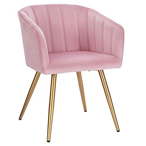 EUGAD Sedia da Cucina Moderna Poltroncina Imbottita in Velluto per Camera da Letto Poltrona Vintage con Schienale Braccioli per Soggiorno Sala d’Attesa Rosa 0661BY-1