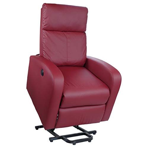Totò Piccinni Poltrona Relax Reclinabile con Poggiapiedi Imbottita Confortevole (Alzapersona con Massaggio, Ecopelle Bordeaux)