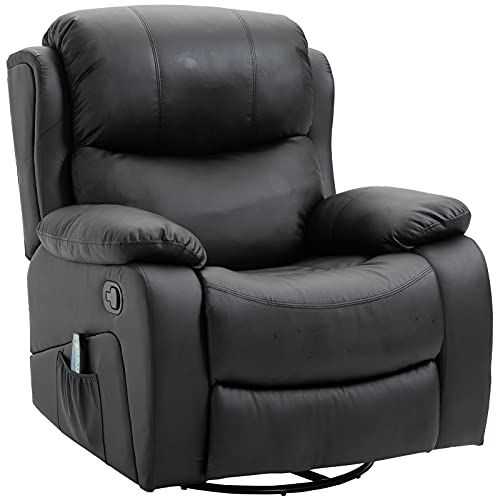 HOMCOM Poltrona Relax Massaggiante con 8 Punti, Poltrona Reclinabile Riscaldante in Pelle PU 97 x 92 x 104cm Nero