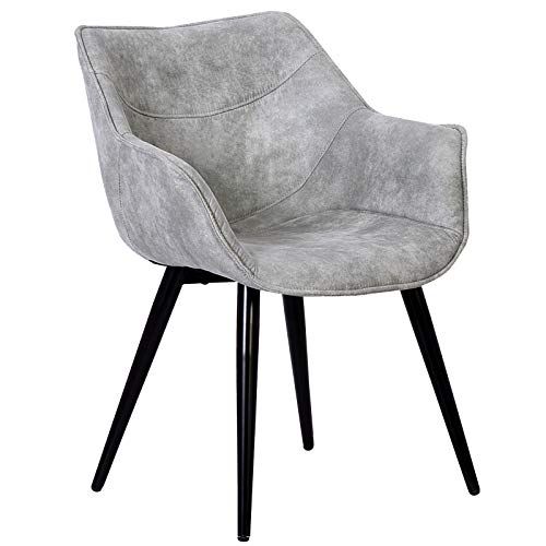 WOLTU Poltroncina da Camera Sedia con Braccioli Poltrona Relax Imbottita per Salotto Sala d’Attesa in Tessuto Metallo Grigio Chiaro BH99hgr-1
